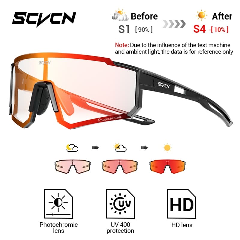 Óculos de Sol Fotocromáticos SCVCN UV400 para Ciclismo, Pesca e Mountain Bike Masculino e Feminino