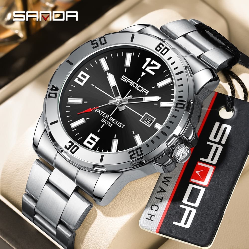 SANDA 3265 Novo Relógio Masculino À Prova D'água Com Calendário Luminoso De Quartzo-3