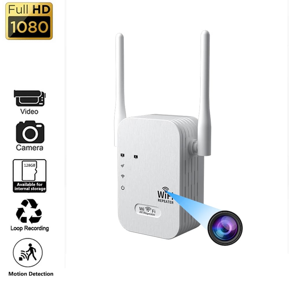Repetidor Wi-Fi Com Mini Câmera Interface Multifuncional HD Portátil Sem Fio Doméstica Extensor De Monitoramento Remoto