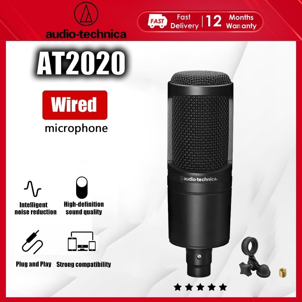 Pacote Completo De Microfone Condensador Cardióide Audio-Technica AT2020