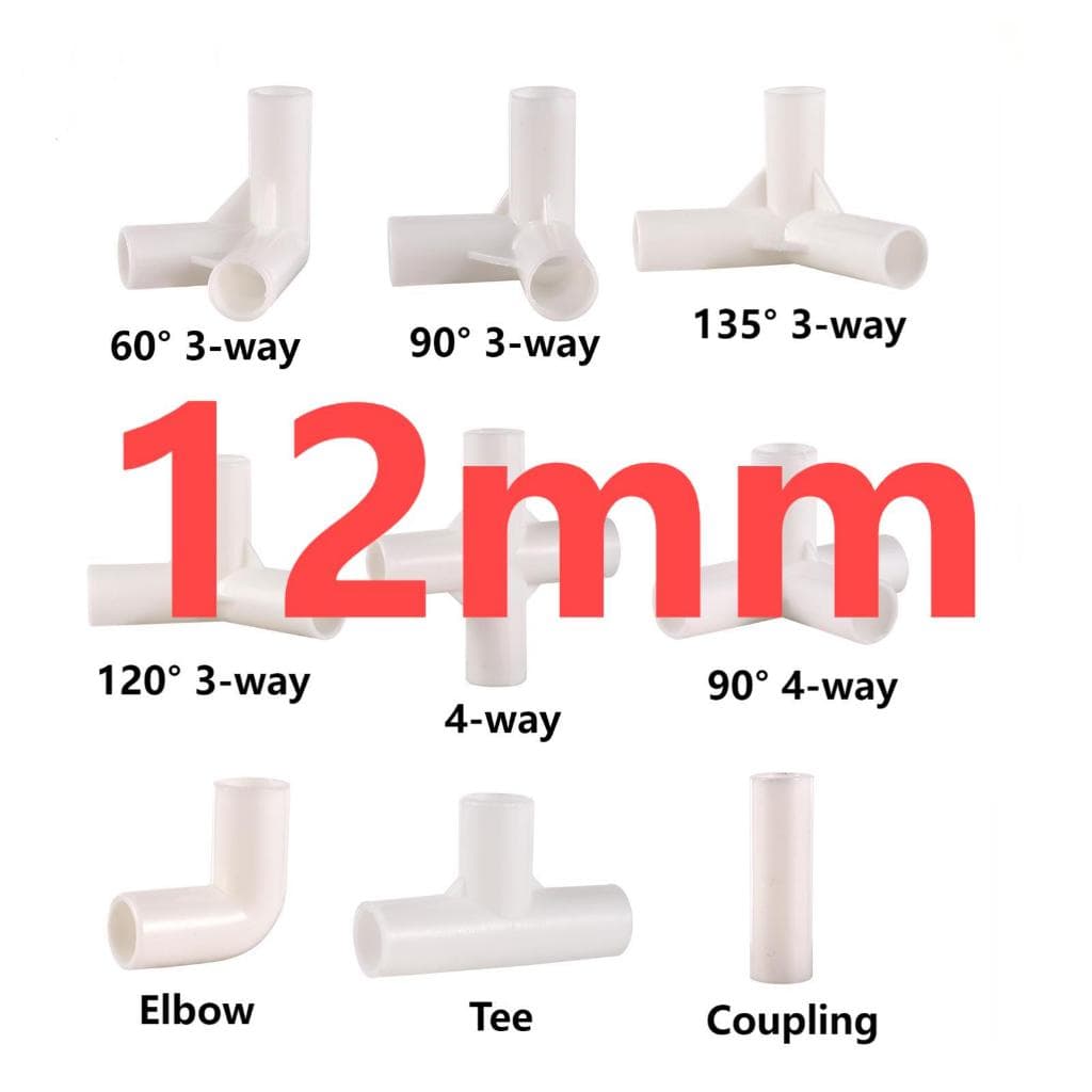 10 Peças Conectores De PVC 12mm Cotovelo De Identificação Adaptador De Tubo De Jardim Com Junta Em T De 4 Vias