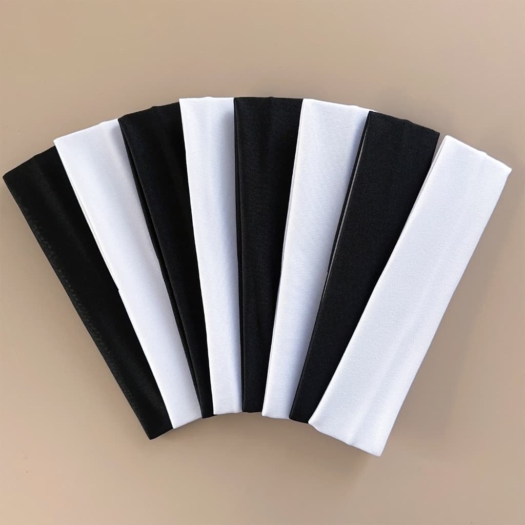KIT FAIXAS DE CABELO TIARA GINÁSTICA ACADEMIA ESPORTE BRANCO PRETO