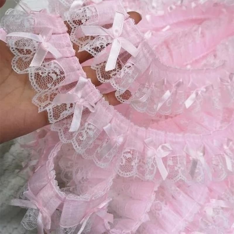 1 Jarda Rosa Arco Bordado Renda Tecido Guarnição DIY Roupas Decoração Acessório 5CM De Largura
