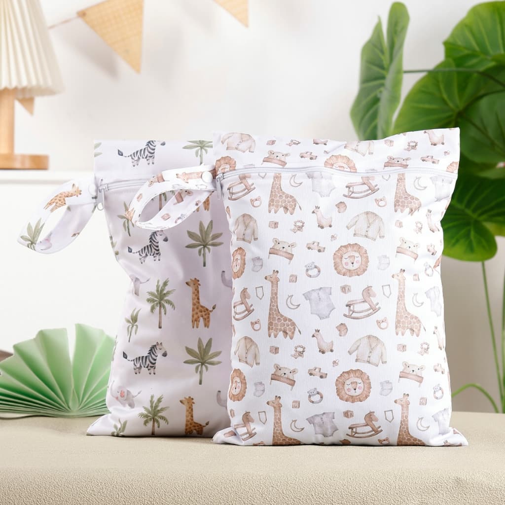 1 Pc Saco De Fraldas Do Bebê À Prova Dwaterproof Água Farbic Lavável Reutilizável Moda Imprime Armazenamento