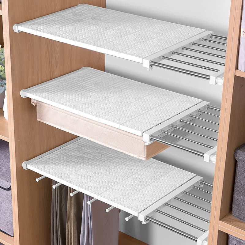 Organizador Prateleira Inteligente Retrátil portátil 53 a 90 cm Aço inoxidável Branca Extensível Largura 30cm