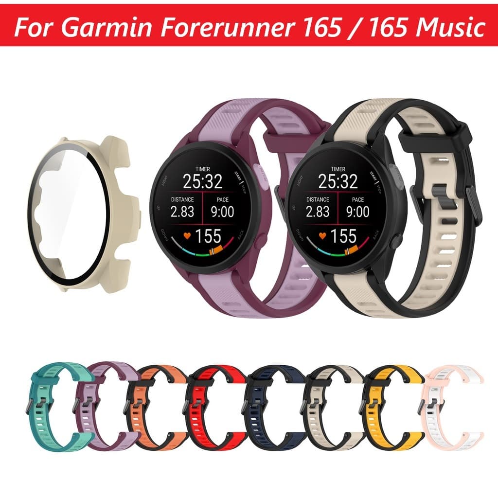 Pulseira De Silicone + Capa Dura Para PC , Protetor De Tela Garmin Forerunner 165/165 , Substituição De Música , Smartwatch Relógio Inteligente , Moda , Patchwork , Cores ,