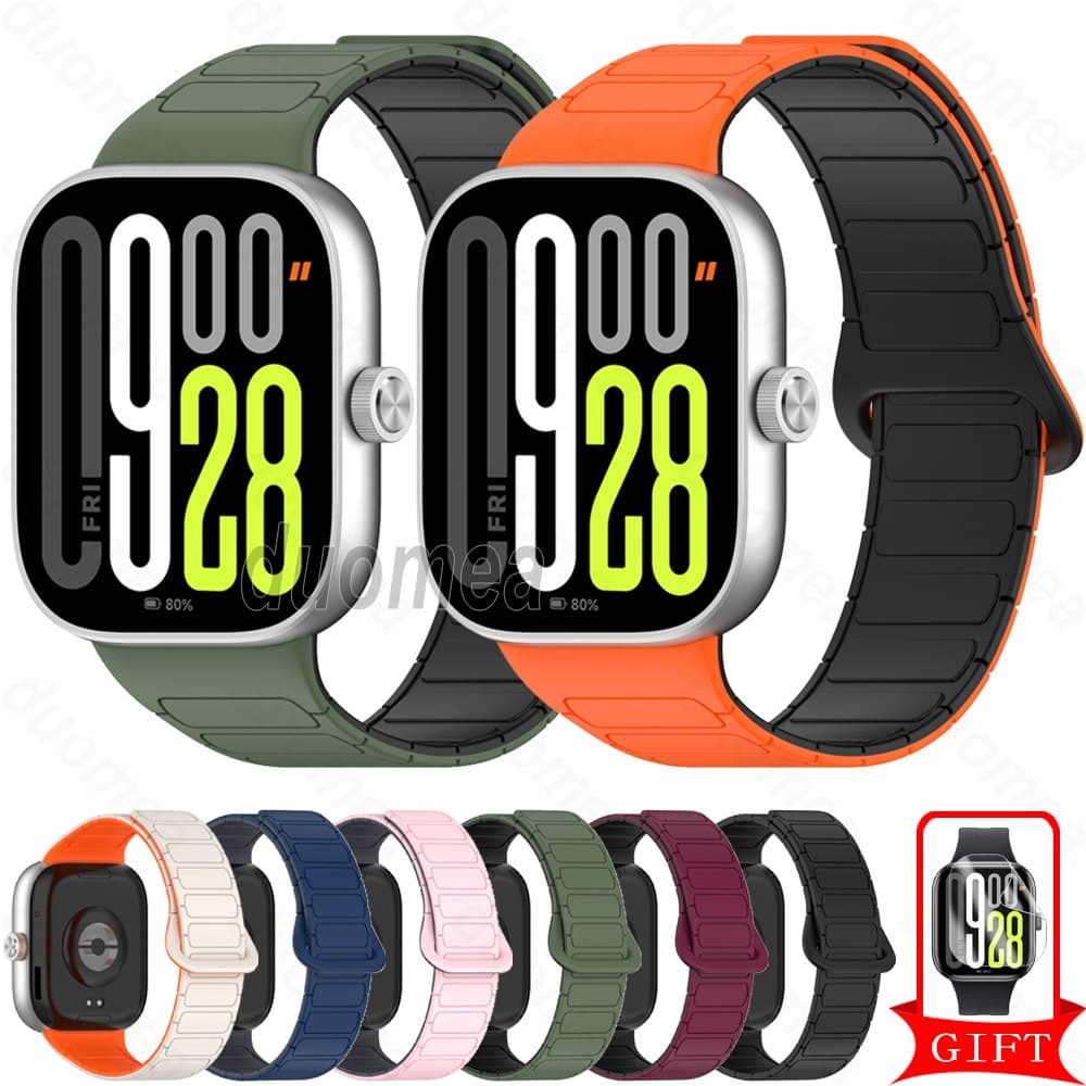 Pulseira De Silicone Com Magnética , Acessórios Para Redmi Watch 6 Active Lite 5 4 / Xiaomi Smart Band 10 9 8 Pro