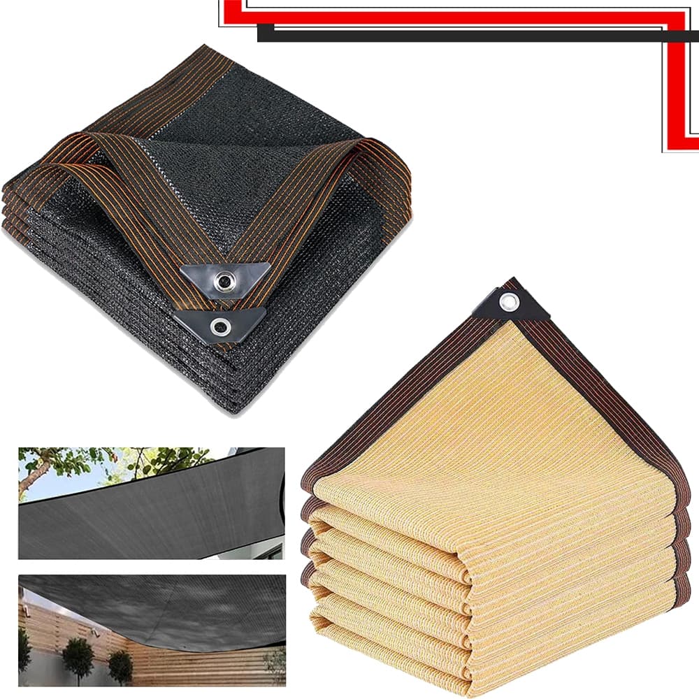 3x5m Sombreamento De Tela Bege / Preto 90% Ilhos Acabamento
