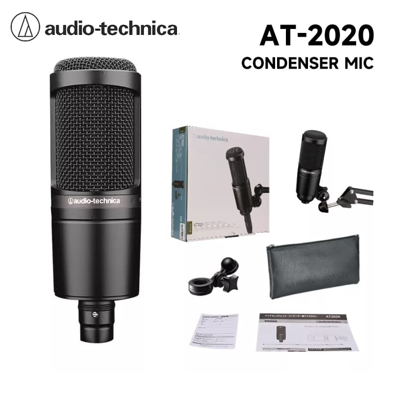 Audio Technica AT2020/AT2035 Microfone condensador profissional, equipamento de gravação de âncora de álbum de áudio Mic