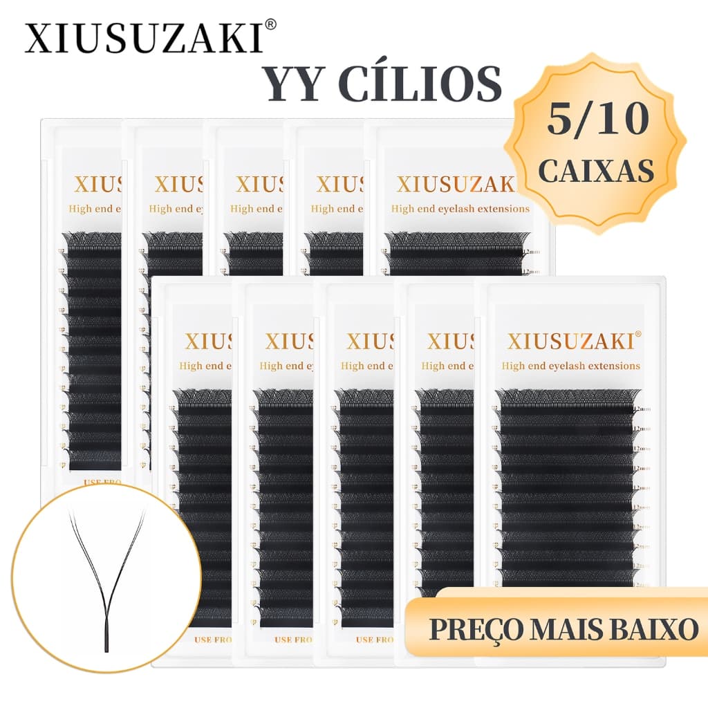 XIUSUZAKI 5/10 PCS YY Cílios C/D/L/LU (M) Curl Faux Mink Extensão De Em Forma De Y