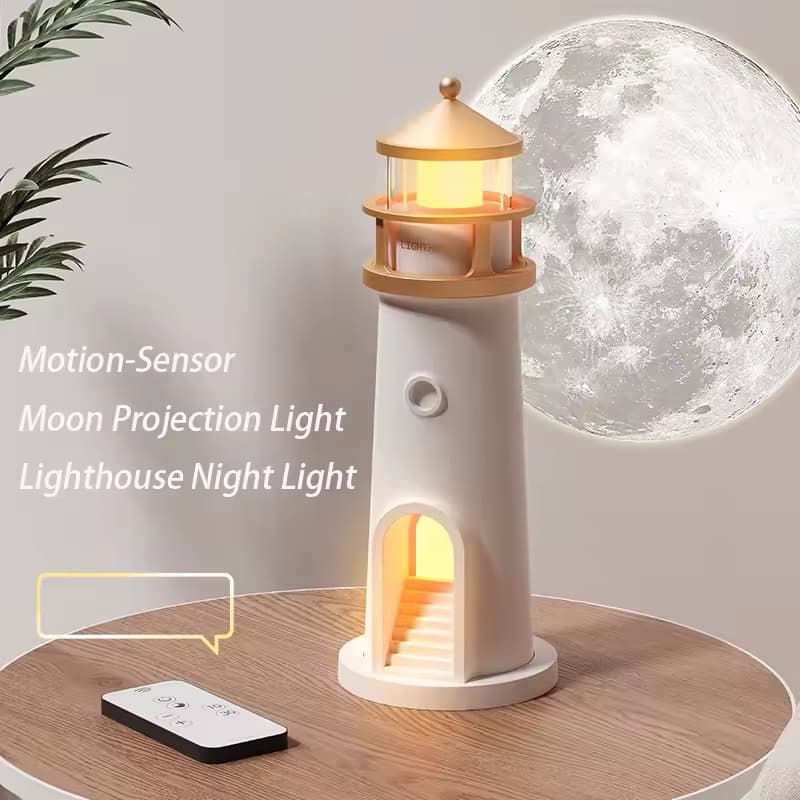 Farol Luz Ambiente Lua Projeção Luzes Noturnas Controle Remoto Bluetooth Música Criativa Decoração De Mesa Presentes