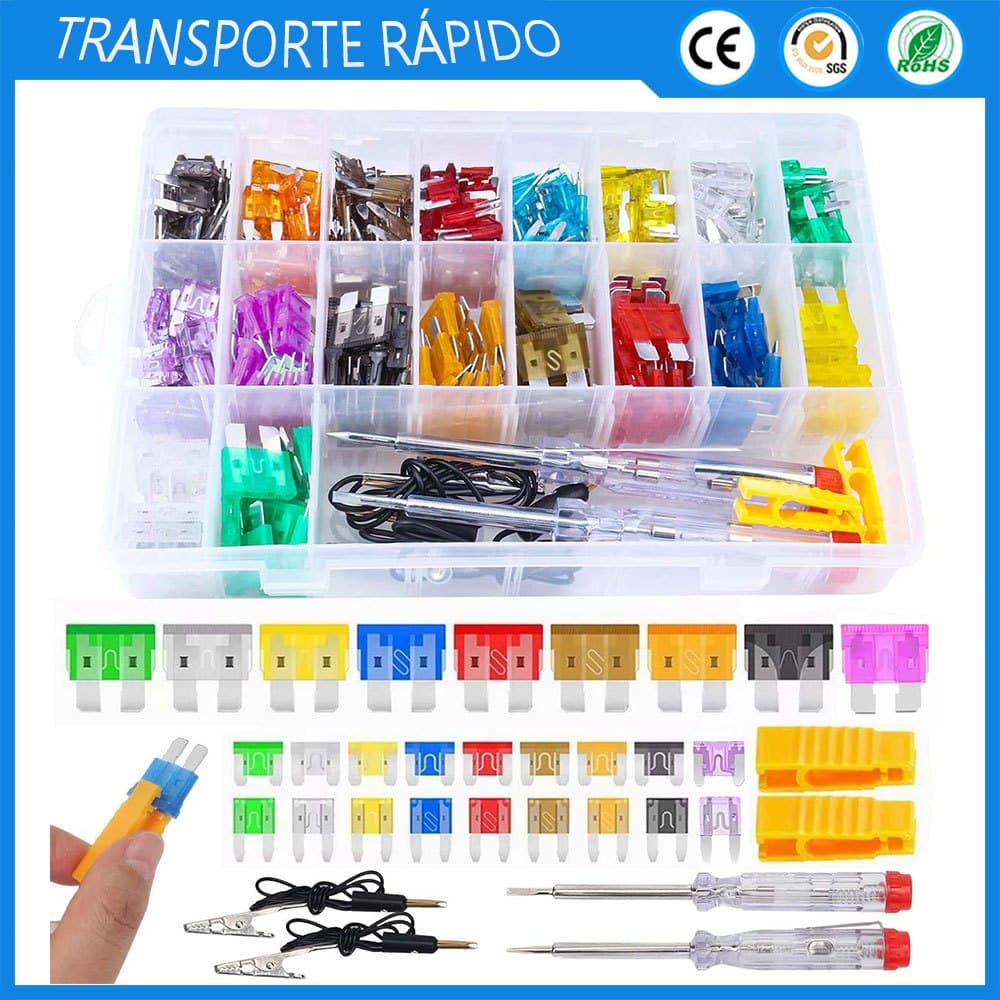 306pcs Mini Fusível + Caneta de Teste Caixa de Fusíveis para Carro