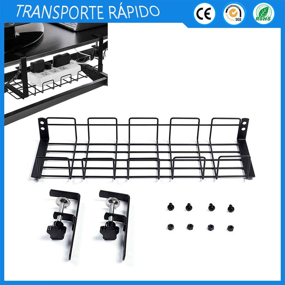Suporte de tomada sem perfuração sob a mesa Organizador de cabos Rack de armazenamento de mesa 40x12.5x15cm
