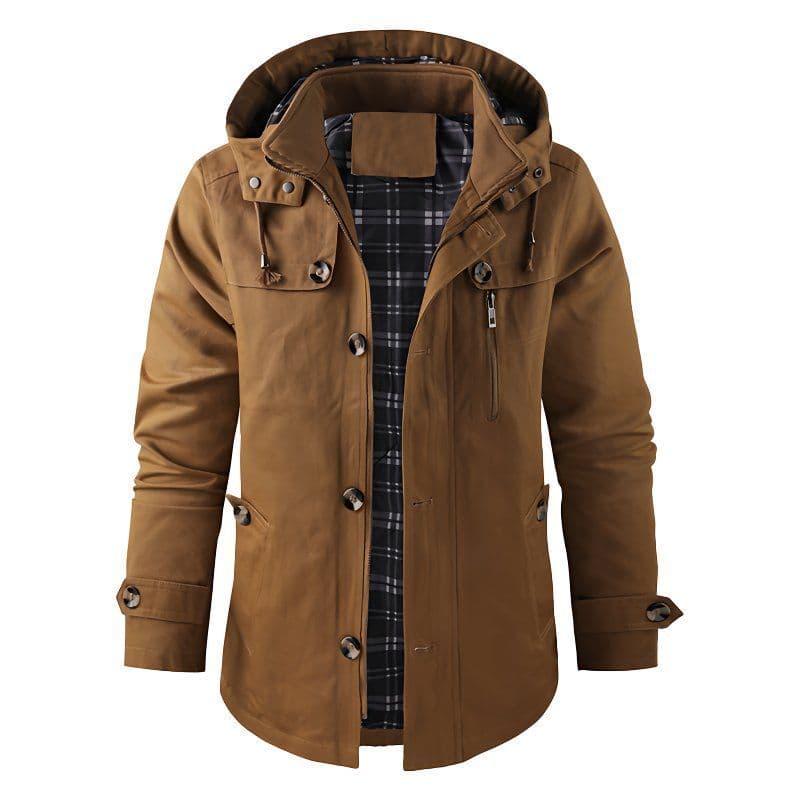 Jaqueta Masculina plus size trench casual Casaco Com Capuz De Comprimento Médio Para Homens