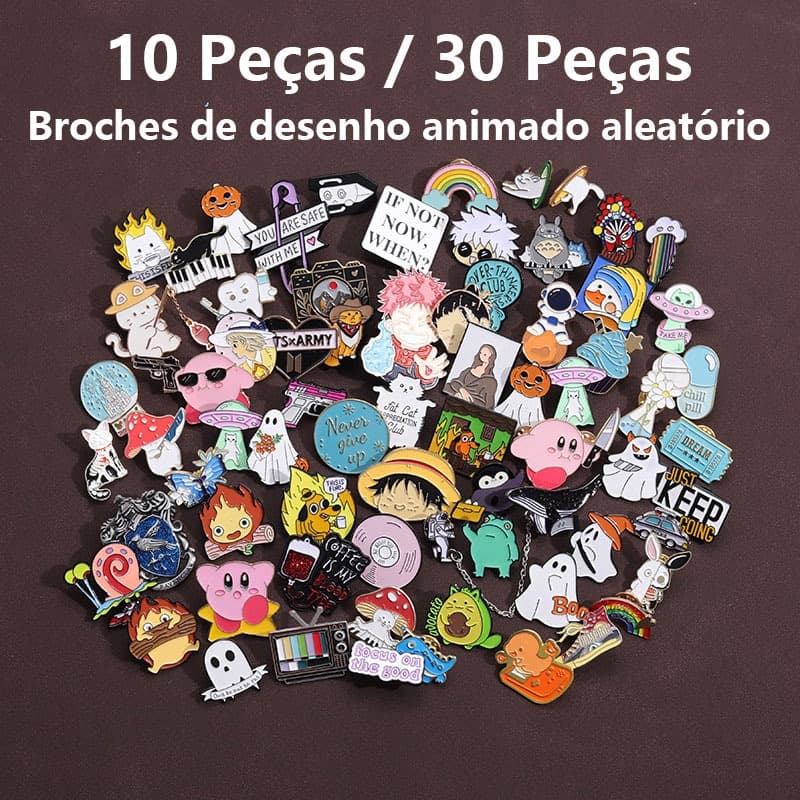10 Peças/30 Broches De Metal Aleatórios De Desenho Animado Mochila Alfinetes De Decoração De Roupas