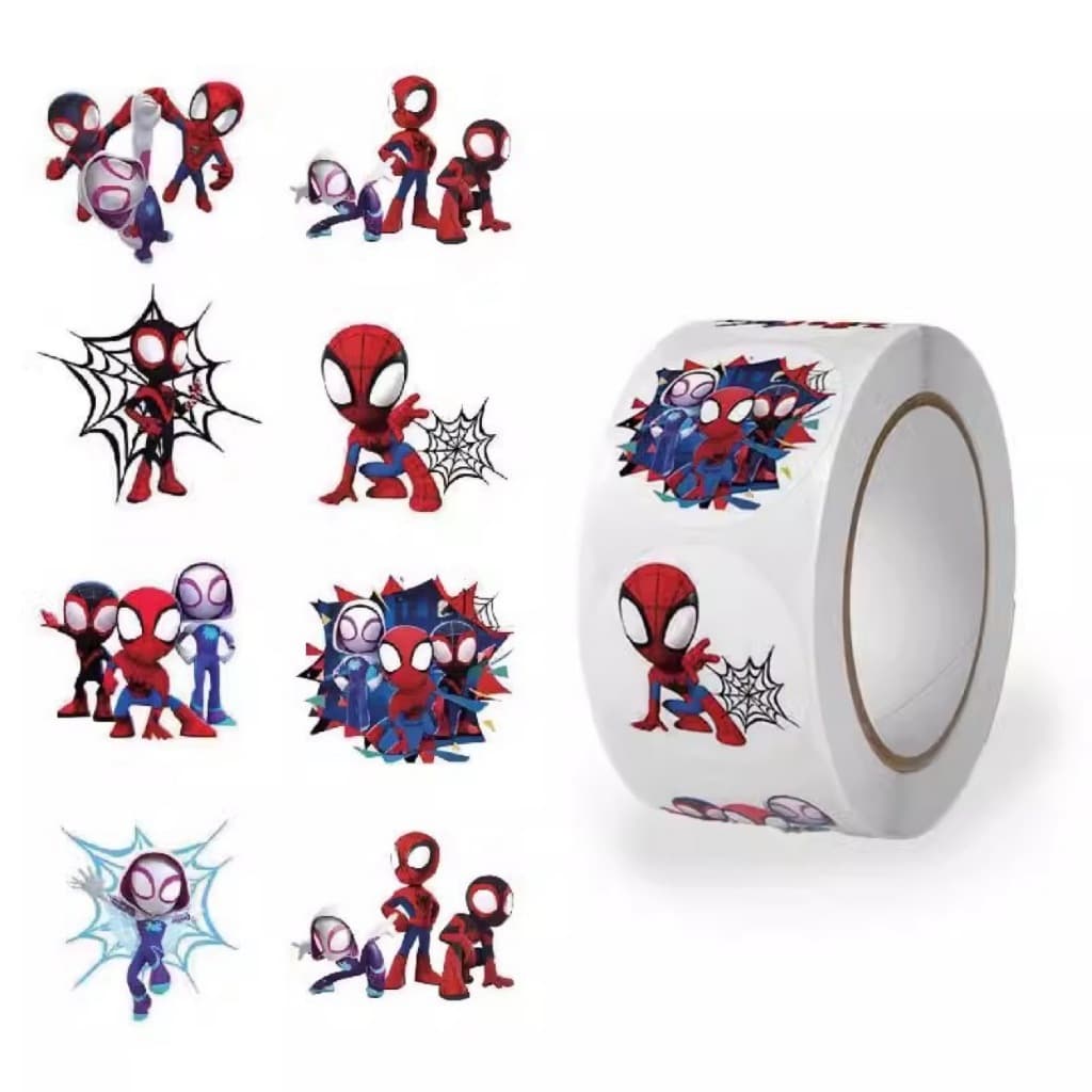 500 Pçs/Rolo Spidermans Anime Adesivos Novas Figuras De Ação Papelaria Paster Crianças Brinquedos Clássicos Copo Água No