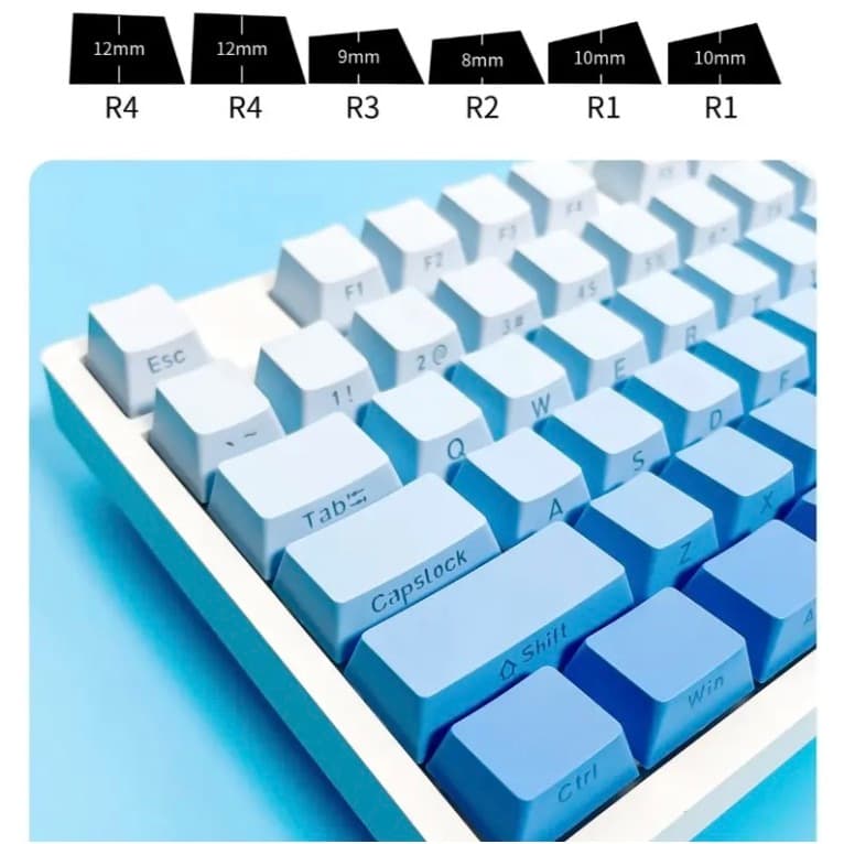 OEM Keycaps PBT Gradiente Verde Cinza Rosa Azul Laranja Roxo 134 Teclas Laterais Gravadas Personagens Para Teclado Mecân