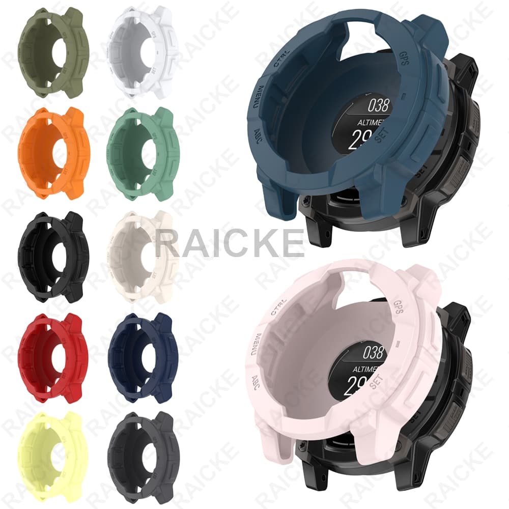 Capa De Silicone Protetor De Tela Meia Quadro Para Garmin Instinct 3 45mm 50mm/E 40mm 45mm