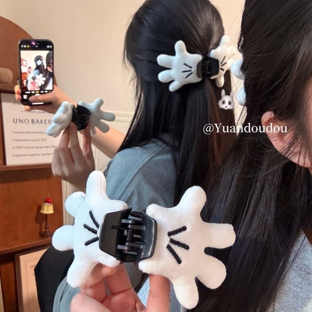 3D Mickey Palm Doll Plush Grab Clip Hair Bonito Criativo Grampo De Cabelo Acessórios Para