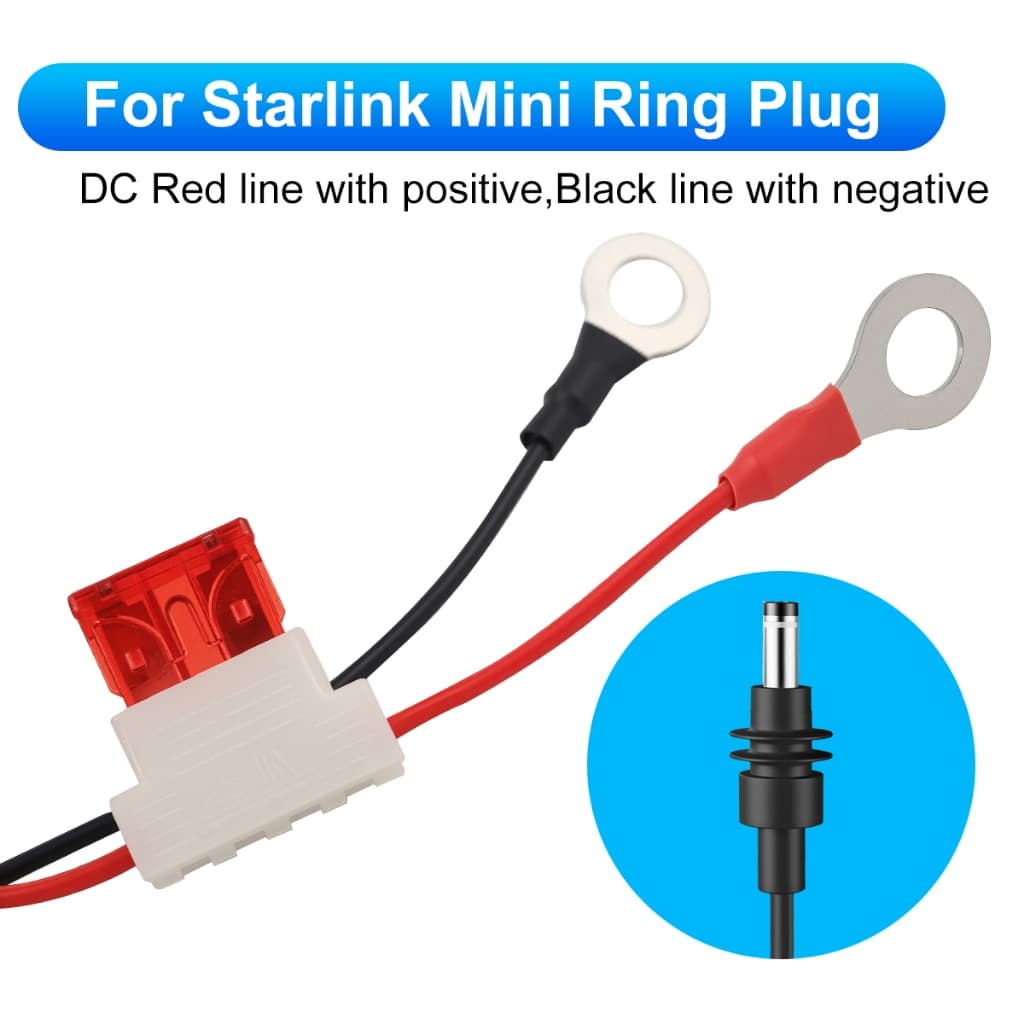 For Starlink Mini Specific Power Cable18AWG Wiring Extension Harness with Automotive Fuse Holder ATC/ATO DC Plug Waterpr