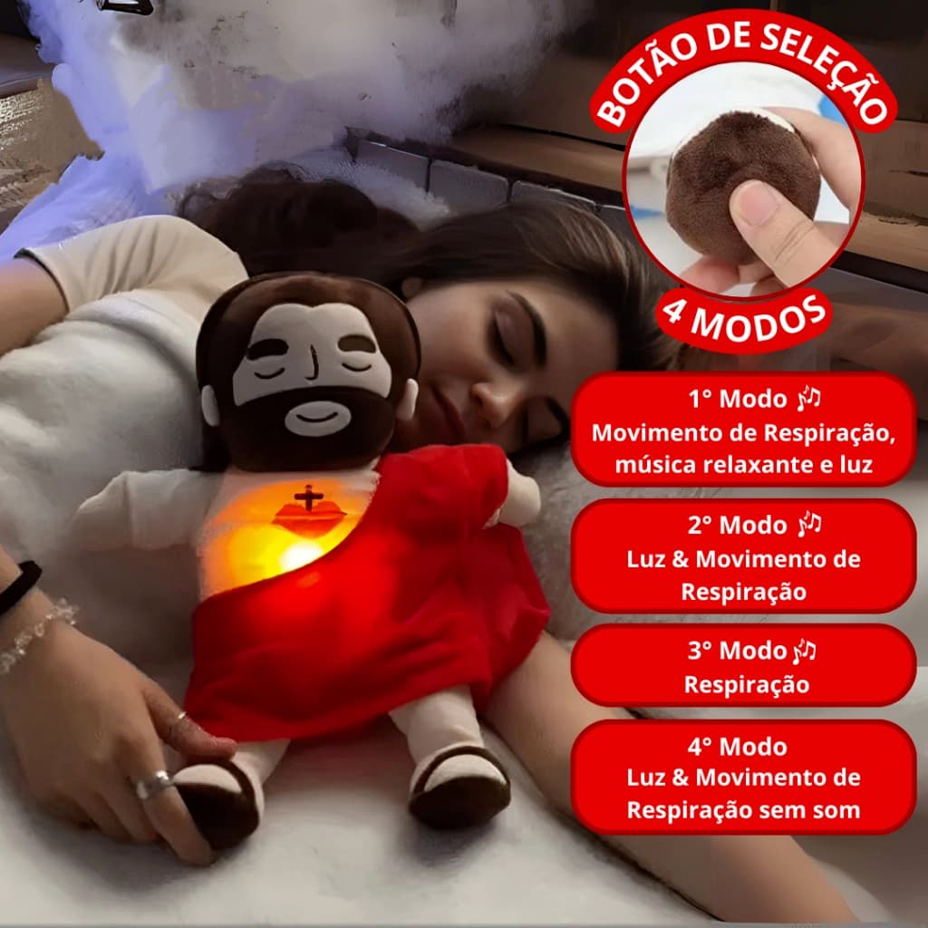 38cm Jesus Que Respira Pelúcia Com Com Luz e Música Acalmar e Dormir