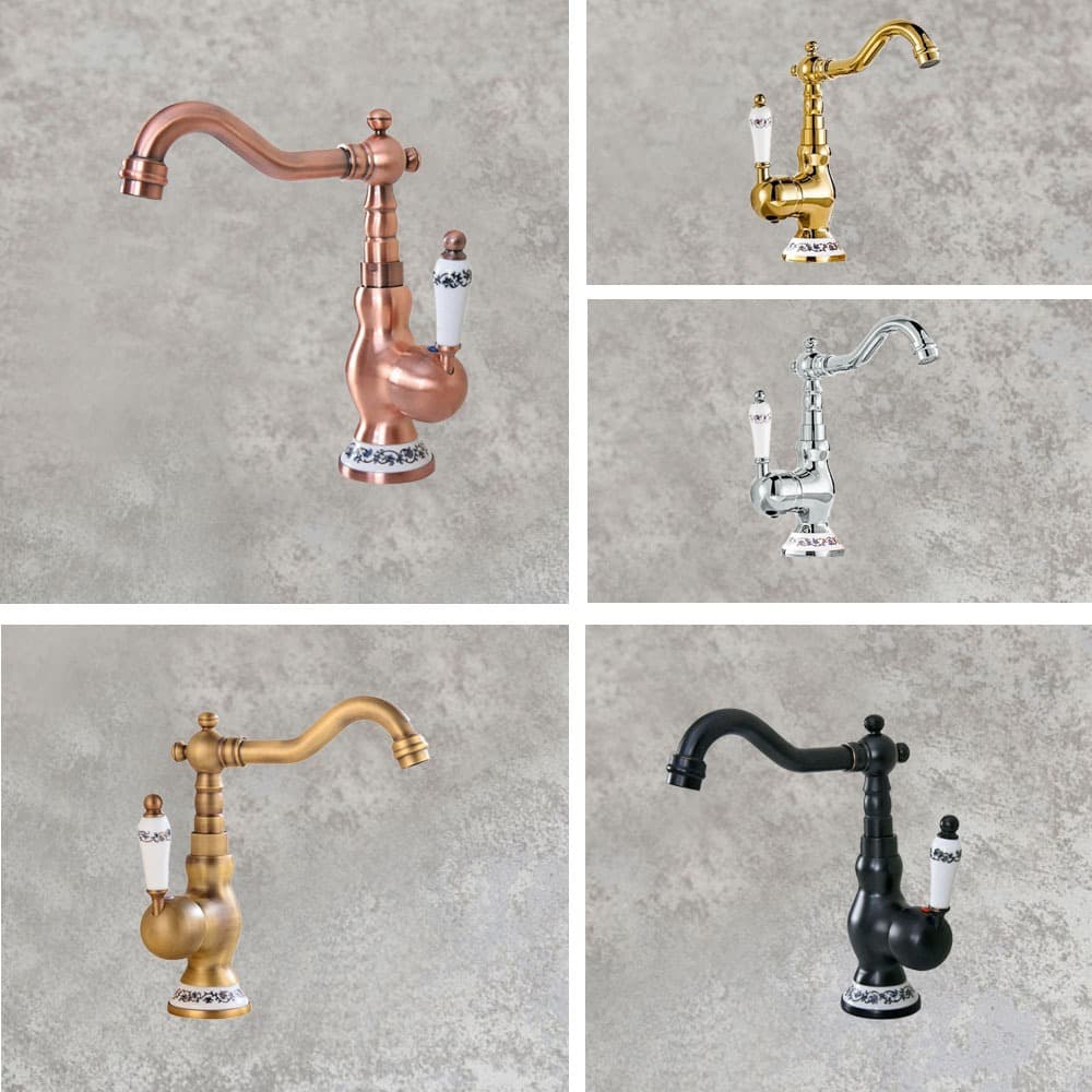 Torneira De Latão Montada Em Deck Com Alça Única De Nível Cerâmico-Bico Giratório Para Pias De Cozinha E Banheiro , Mist