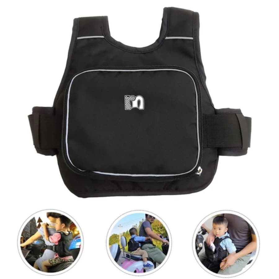 Colete Cinto De Segurança Infantil Para Andar Moto Criança Arnês de bolsa de armazenamento portátil