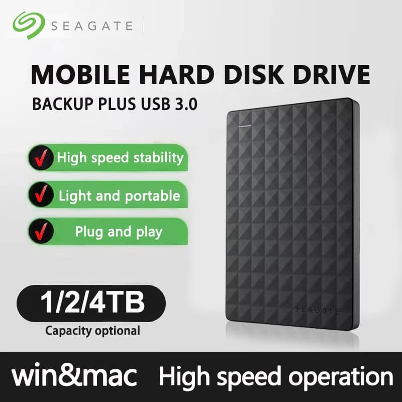 Seagate HD Externo USB 3.0 Armazenamento De Grande Capacidade SSD De Alta Velocidade De 1 Tb/2/4 Para Armazenar Arquivos