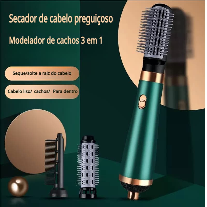 3 Em 1 Secador De Cabelo Escova Secadora Íon Negativo Poderoso Pente De Ar Quente110V