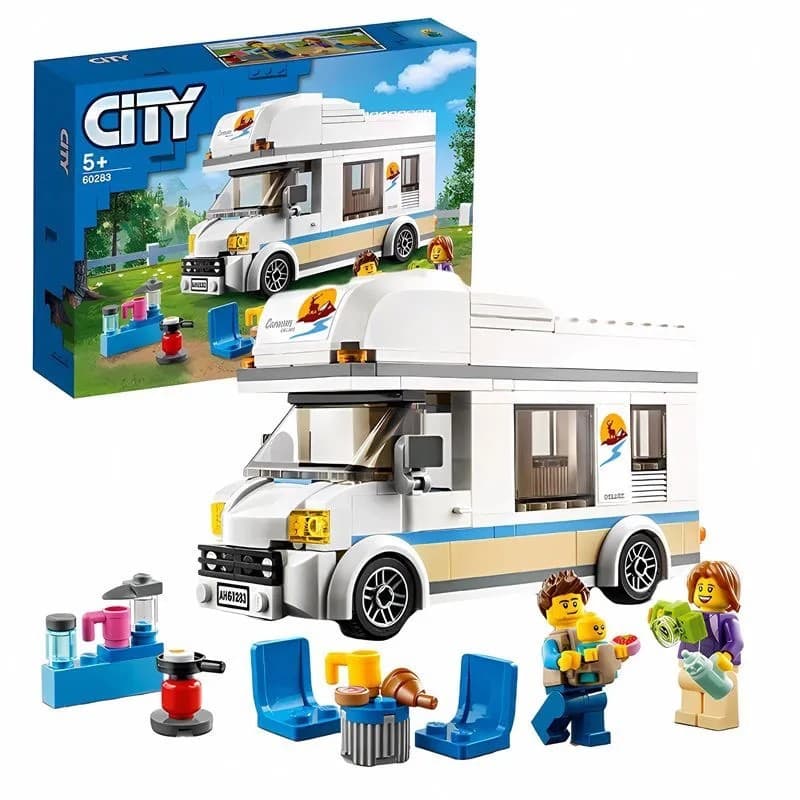 Compatível com Lego 60283 Viagem Férias Acampamento RV City Series Crianças Montando Blocos de Construção Brinquedo Carr