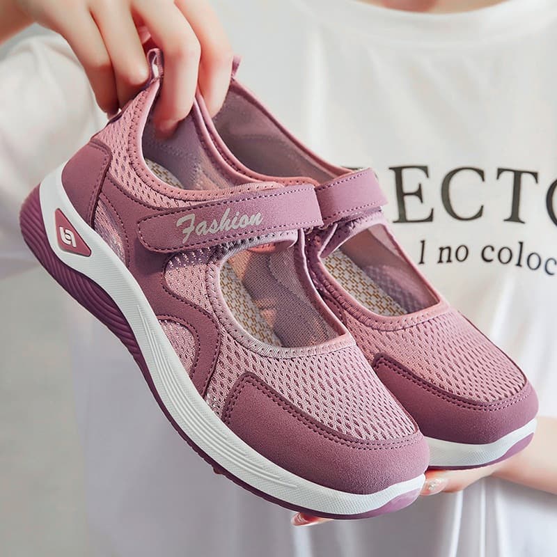 Sapatos Casuais De Cor Sólida Para Idosos , De Trabalho Planos Femininos Adequados Acampar E Caminhar Em Ambientes Inter