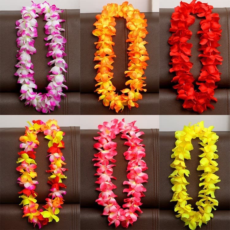 Festa Havaiana Flores Artificiais Leis Guirlanda Colar Conjunto Havaí Praia Luau Verão Tropical Grinalda Pétalas Colares
