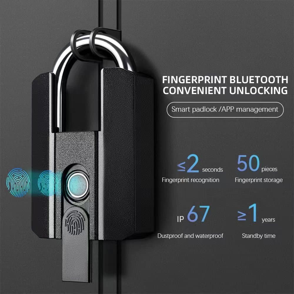 Cadeado De Impressão Digital Inteligente Bloqueio De Senha Bluetooth Para Dormitório Armário Ginásio Armazém Porta De Fe