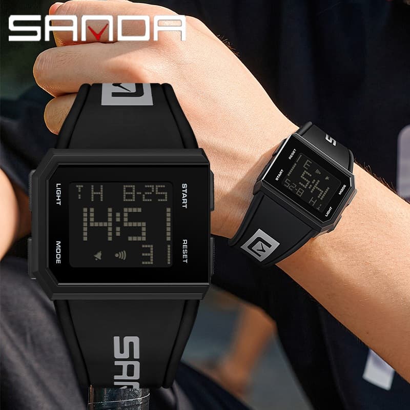 SANDA 9003 Homens Relógio De Pulso Despertador Relógios Masculinos Marca Digital Cronógrafo Esporte Pulseira Eletrônica