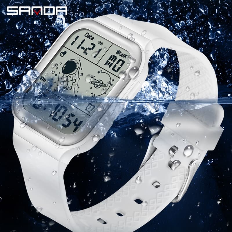SANDA 6052 LED Digital À Prova D'água Esportes De Choque Relógios De Pulso Masculinos Relógio Eletrônico De Luxo Para Ho