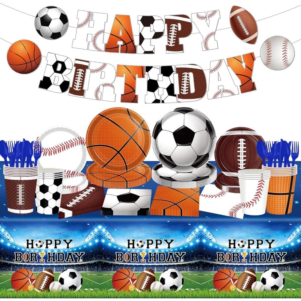 Decorações Esportivas Para Festas De Aniversário , 162 Peças , Pratos E Guardanapos Com Tema Esportivo , Beisebol , Fute