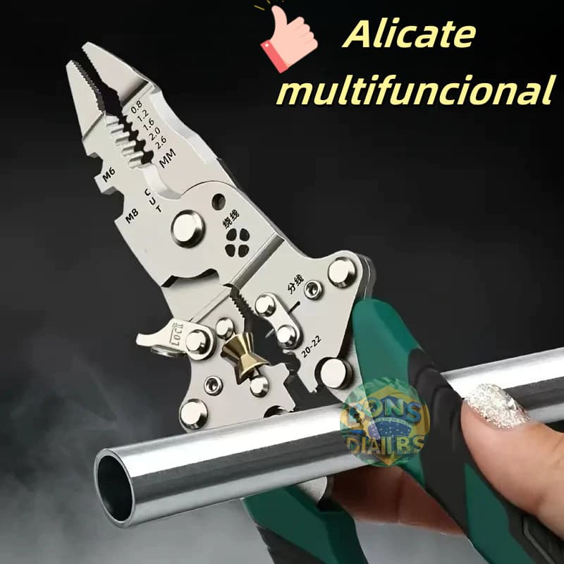 Alicate Dobrável Para Descascar Fios-Ferramenta Multifuncional Eletricista Com Crimpagem