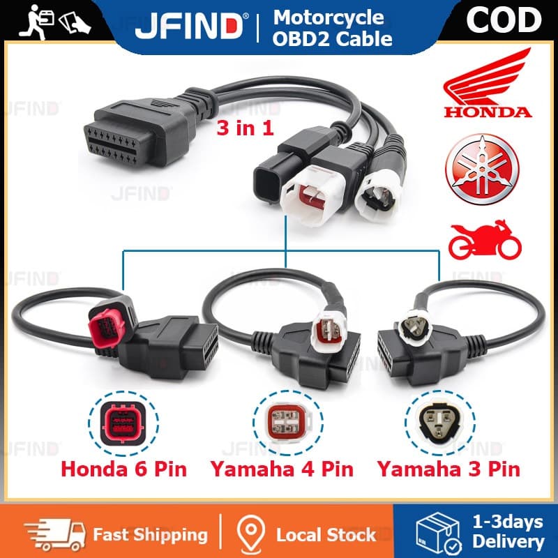 Prosperityusestoque Pronto Para Yamaha Motobike 3PIN 4PIN OBD 2 Cabo De Extensão Conector Motocicleta HONDA Moto 6PIN A