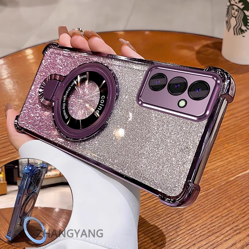 Capa De Telefone Para Samsung A26 A36 5G A56 5G Flash Galvanizado Suporte De Liga Estética Novo design silicone TPU anti
