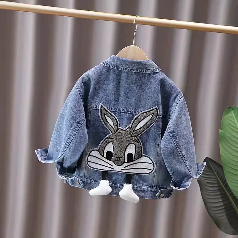 3-12 Anos Bugs Coelho Meninas Jaqueta Jeans Primavera Outono Outerwear Presentes De Aniversário Roupas Infantis