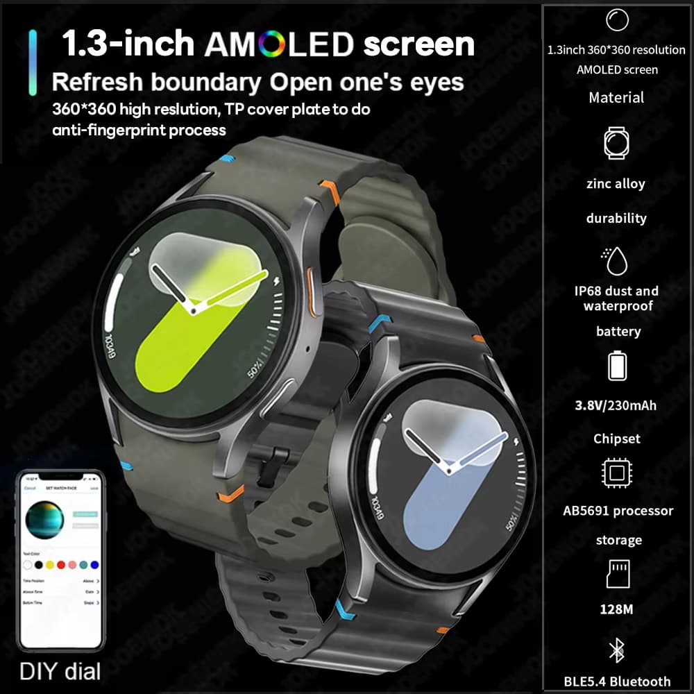 Novo Galaxy Watch 7 Mini Smart Watch AOD 1.32” AMOED 1GB Música local Fitness Tracker Smartwatch de saúde para mulheres