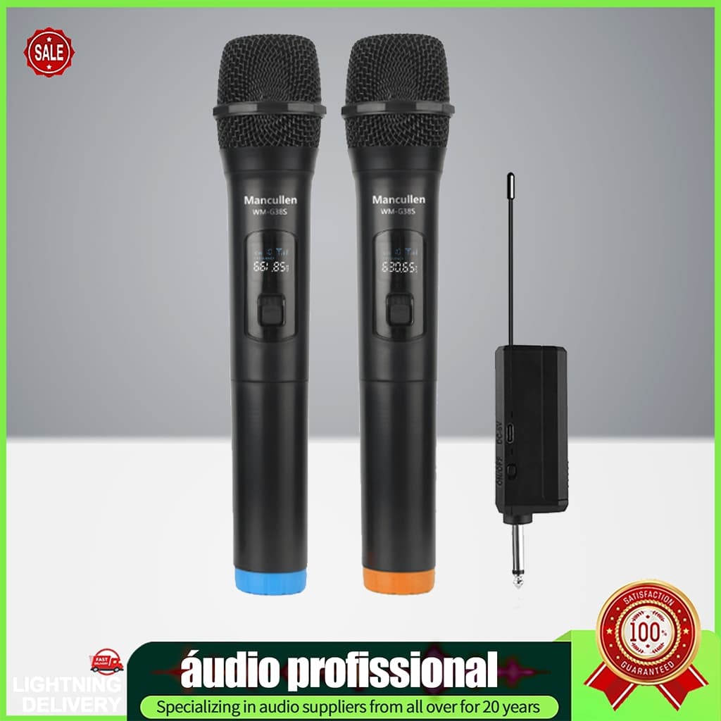 Microfone Profissional De Karaokê Uhf Portátil Duplo Sem Fio Para Videoke