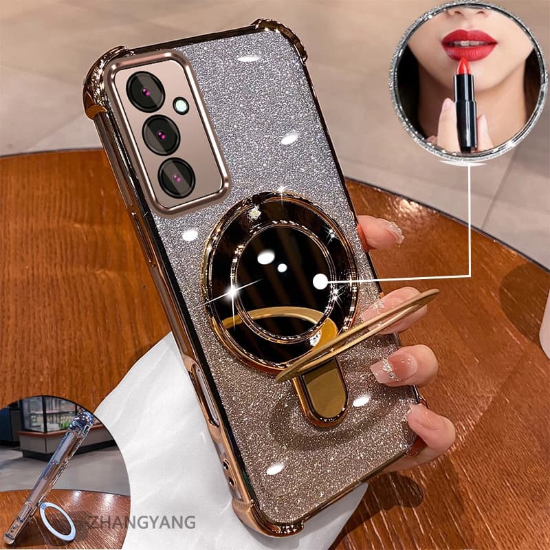 Capa De Telefone Para Samsung A26 A36 5G A56 5G Estética flash Galvanoplastia Com Efeito De Espelho Suporte silicone TPU