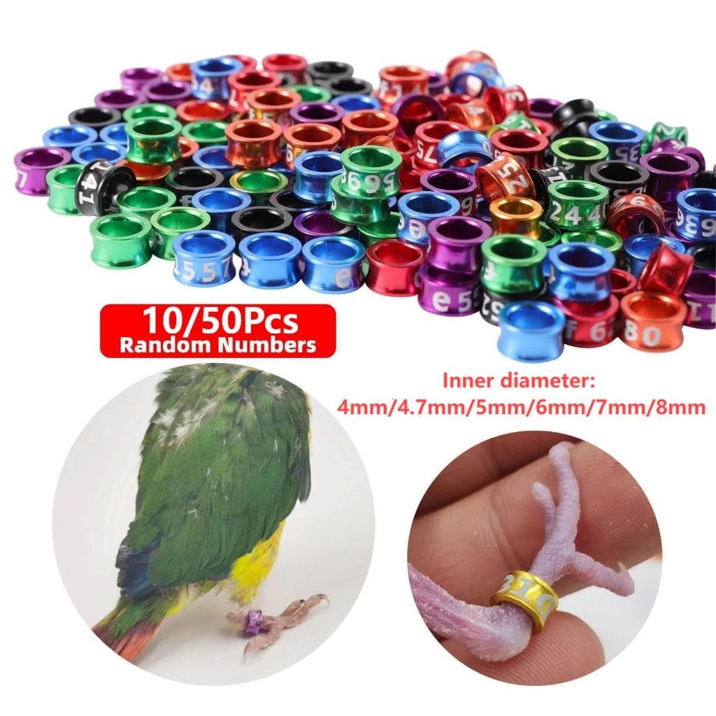 10/50 Pçs Alumínio Cockatiel Pé Anel Pombo Digital 4mm/4.7mm/5mm/6mm/7mm/8mm Cor Aleatória