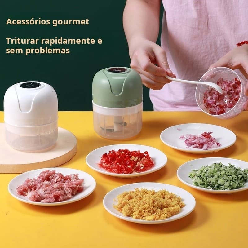 Mini Processador Moedor cozinha Elétrico triturador Vegetais Alho Fruta Recarregável USB 250ML