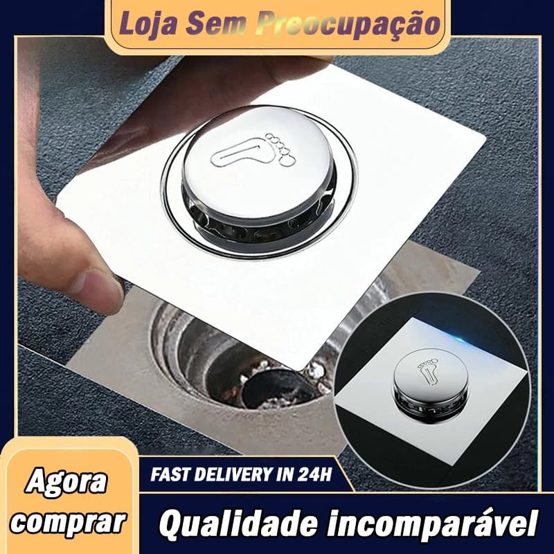 Ralo Inteligente 10x10/15x15 Click Quadrado Veda Cheiro Cromado Dreno de piso de drenagem premium