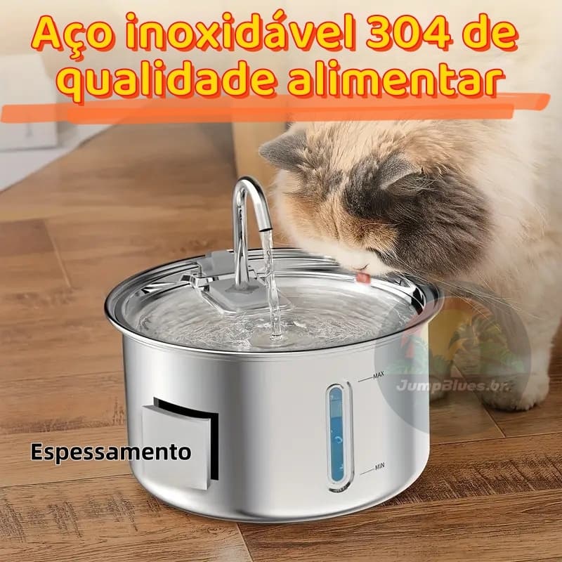 Aço Inoxidável Fonte para Gatos com Filtro 3L Dispensador de água para Cães Bebedouro Gato Automático Super Silencioso