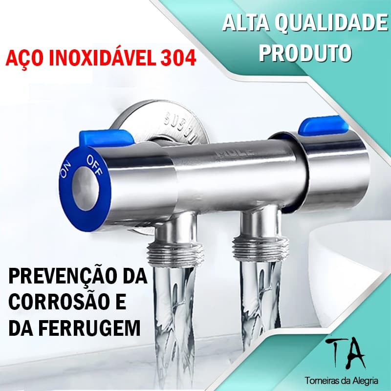 Válvula De Saída Dupla Para Torneira, Cozinha, Banheiro, Cor Prata