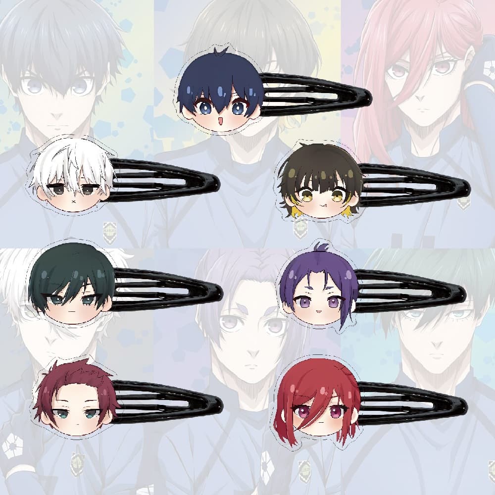 Alfinetes De Cabelo Acrílicos Bloqueio Azul Bonito Dos Desenhos Animados Menina Anime 50mm Grampos Acessórios Para
