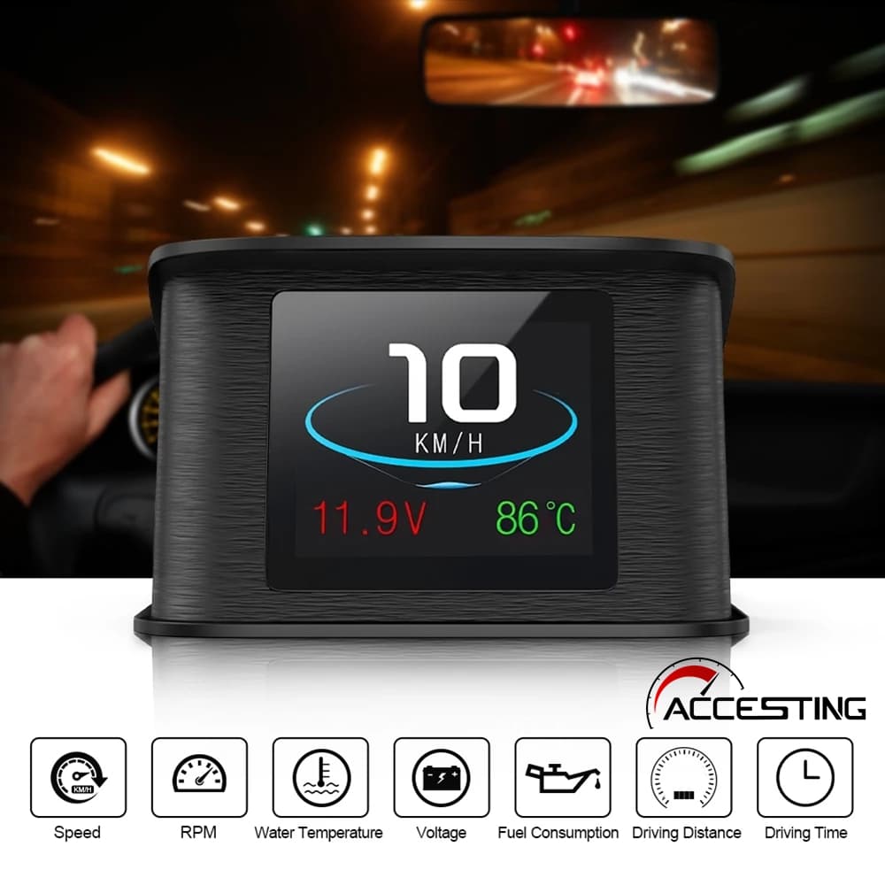 P10 Head-up Display GPS OBD2 HUD Carro Computador Velocímetro Tensão Consumo De Combustível Sistema Termômetro